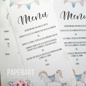 nr. 10 menu personalizzati - Mod. Cavalluccio a Dondolo