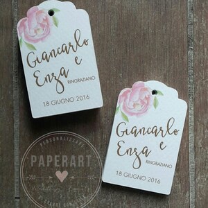 20 bigliettini (tags) per bomboniere - Mod. Peonia