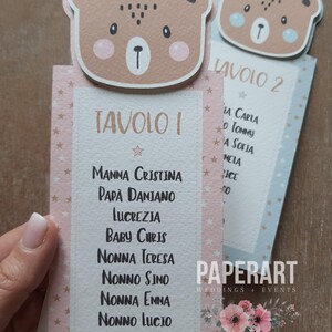 nr. 3 elementi tableau/segnatavolo - Mod. Baby Bear