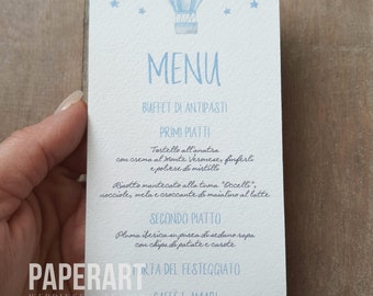 nr. 10 menu personalizzati - Mod. Mongolfiera Acquerellata