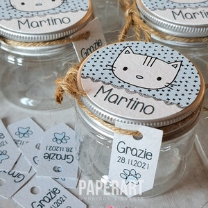 nr. 10 (dieci) vasetti decorati - mod. Meow (bimbo)