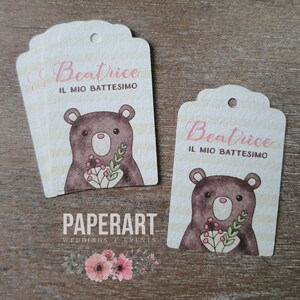 20 bigliettini per bomboniera - mod. Woodland (orso)