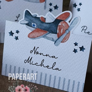 10 segnaposti sagomati, Mod. Vintage Airplane