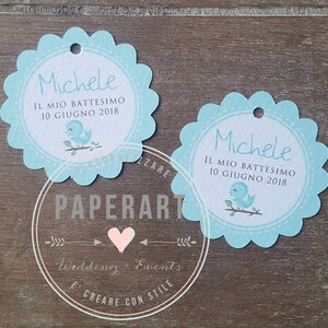 20 bigliettini per bomboniere, circolare - Mod. "Little Bird"