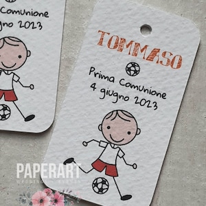 20 bigliettini (tags) per bomboniere - mod. Sports (calcio)