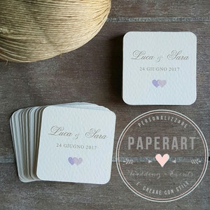 20 bigliettini (tags) per bomboniere, modello Double Heart
