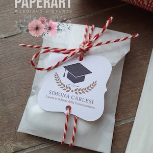 10 composizioni porta confetti - mod. Laurea Fogliame
