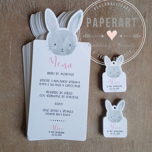 nr. 10 menu personalizzato, mod. "Cute Bunny"