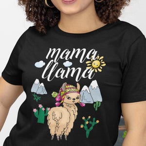 MAMA LLAMA Shirt Mom Llama TShirt Mother's Day Gift Mommy Life T-Shirt Mum Moms Llamas Women Gift for Mother