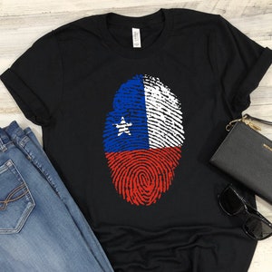 Chile Shirt Chilean Flag Fingerprint T-Shirt Vintage Retro Distressed It&#39;s In My DNA Pride Patriotic Gift for Men and Women