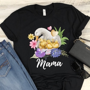 Mama Duck Shirt Mom Birthday T-Shirt Cute Hen Gift Shirt Funny Mommy Family Tee Women&#39;s TShirt Gift For Mother