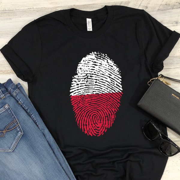 Poland Shirt Polish Flag Fingerprint T-Shirt Vintage Retro Distressed It's In My DNA Pride Patriotic Gift for Men and Women