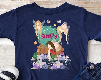 Sleepy Fairy Shirt Organic Cotton Kids T-Shirt Children Eco Friendly Toddlers and Kids Gift TShirts For Girls and Boys