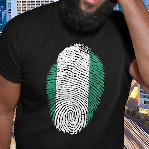 Shirt Nigeriaanse vlag vingerafdruk T-shirt vintage retro noodlijdende It&#39;s In My DNA Pride patriottische cadeau voor mannen en vrouwen