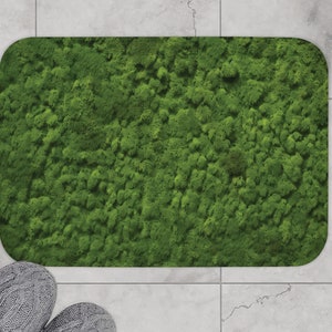 Moss Bath Mat Green Cottagecore Bathroom Mat Nature Lover Moss Bathroom Home Decor Boho Aesthetic Woodland Forest Bath Mats Anti-Slip Back