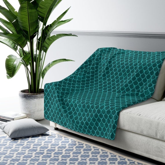 Mermaid Scales Blanket Aqua Shade Soft Sherpa Fleece Blankets Bedroom Living Room Home Decor Throw Blankie Housewarming Gift 60x80 Etsy