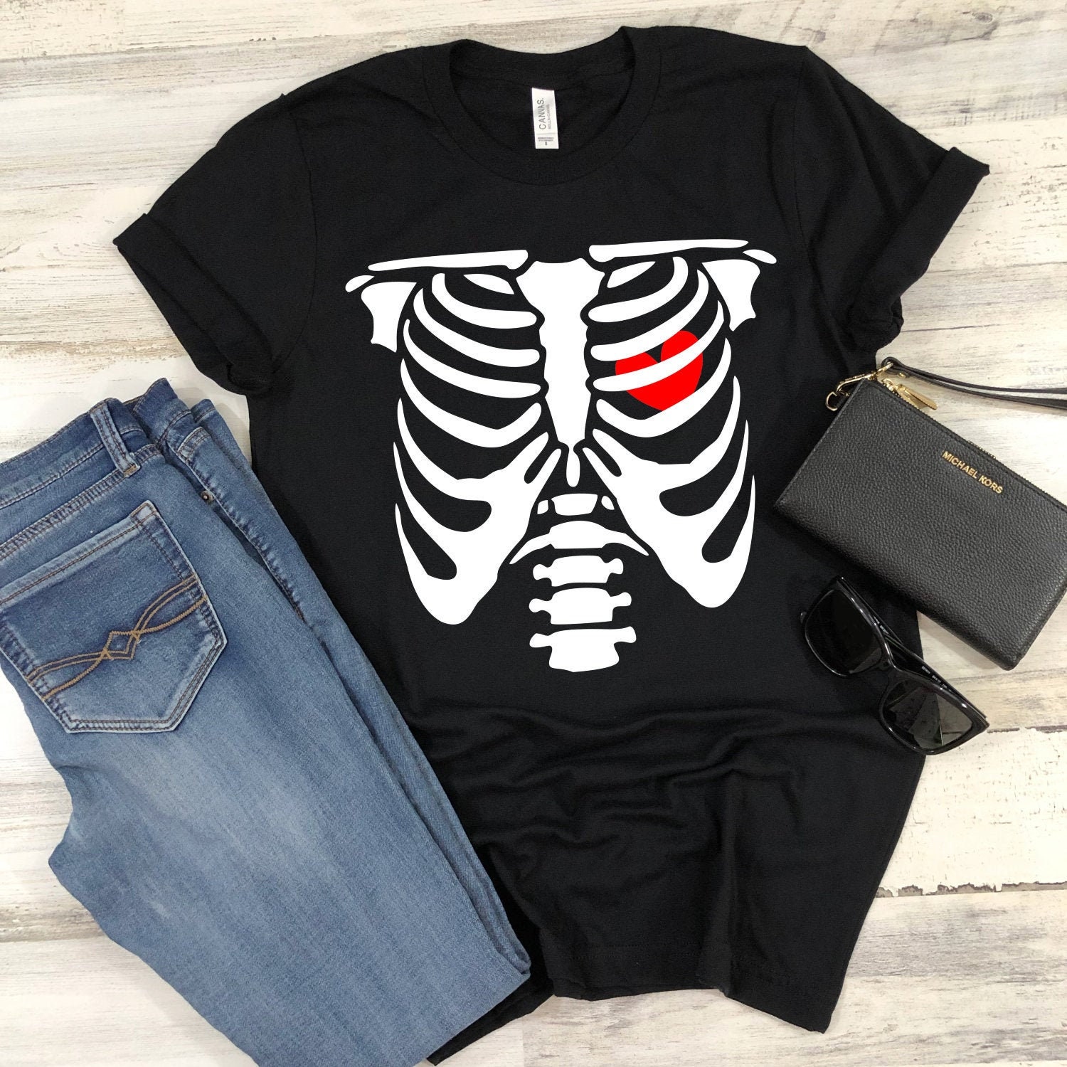 Skeleton Shirt Rib Cage Heart T-shirt Skeleton X-ray Ribcage