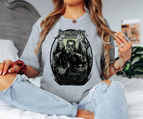 Frankenstein Shirt Halloween Monster T-Shirt Gift Frankenstein Rocks Fun Rock Music DJ Frankie Costume Halloween Gifts for Men and Women