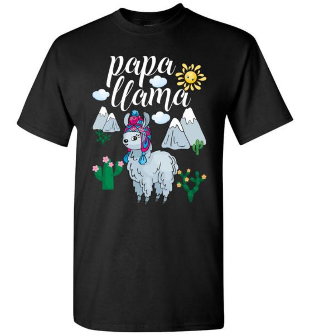 Image of Papa Llama Shirt Dad Llama Tshirt Dads Gift Father Life T-Shirts For Men