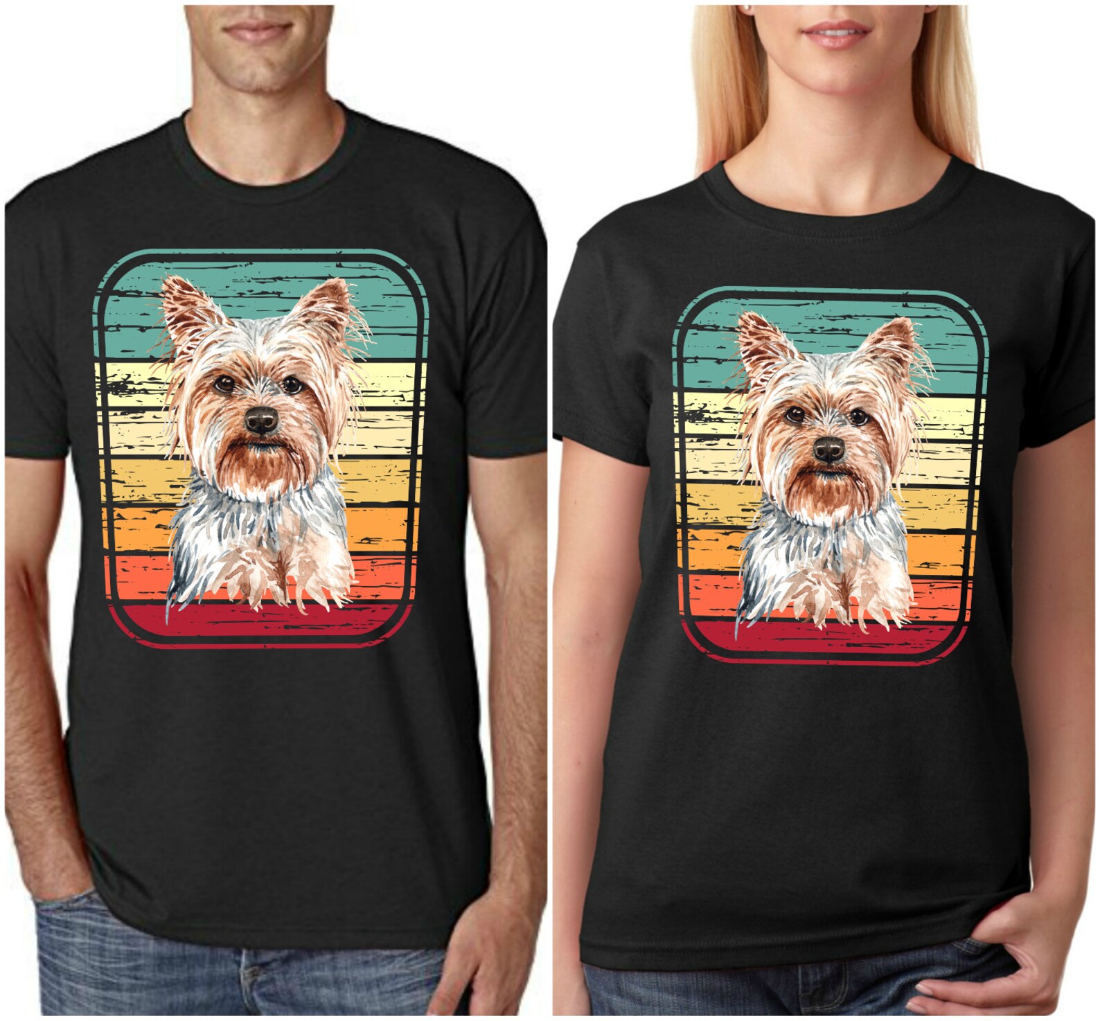 Yellow & White Striped Relaxed Shirt with Yorkie Print