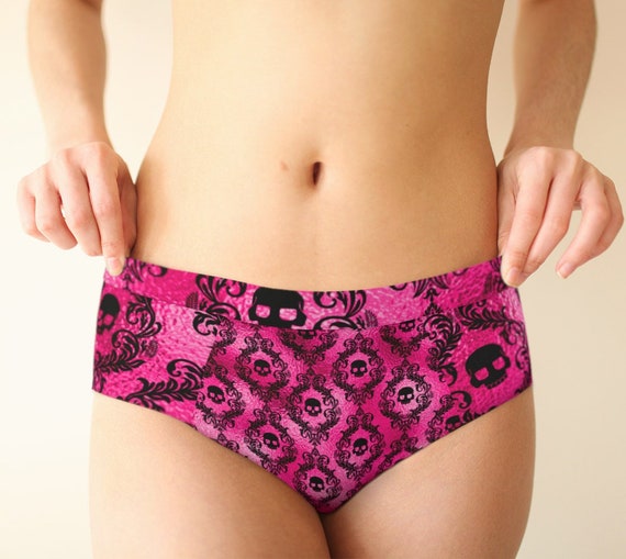 Skull Cheeky Briefs Pink Skulls Undies Panty Eco Printed Women