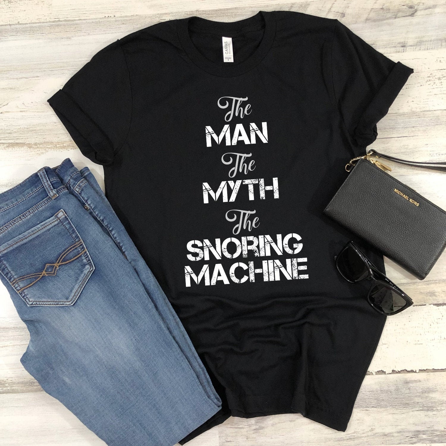 Image of Snoring Shirt Snore Funny The Man Myth Machine Graphic T-Shirt Vintage Retro Dad Husband Grandad Gift For Men