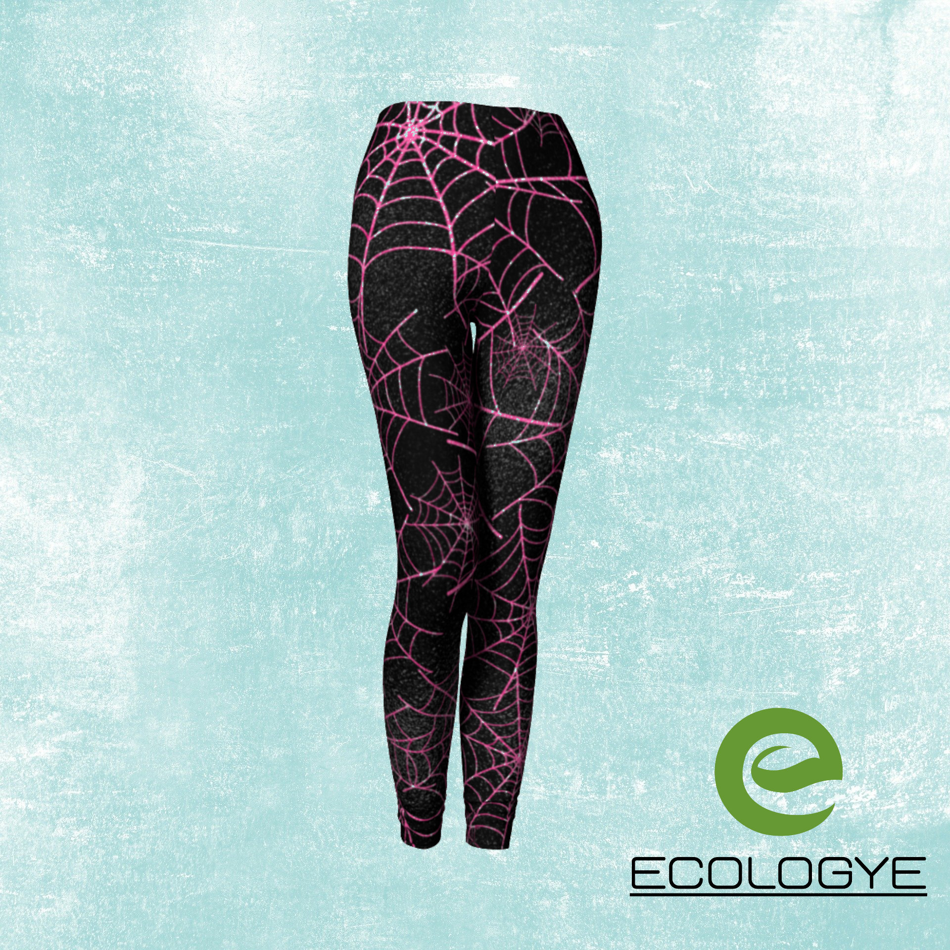 Eco Friendly Yoga Leggings Halloween Spider Web Black High Waisted