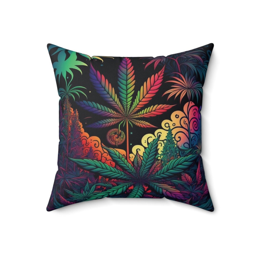 Psychedelic Pillow Weed Leaf Couch or Sofa Pillows With Insert Double