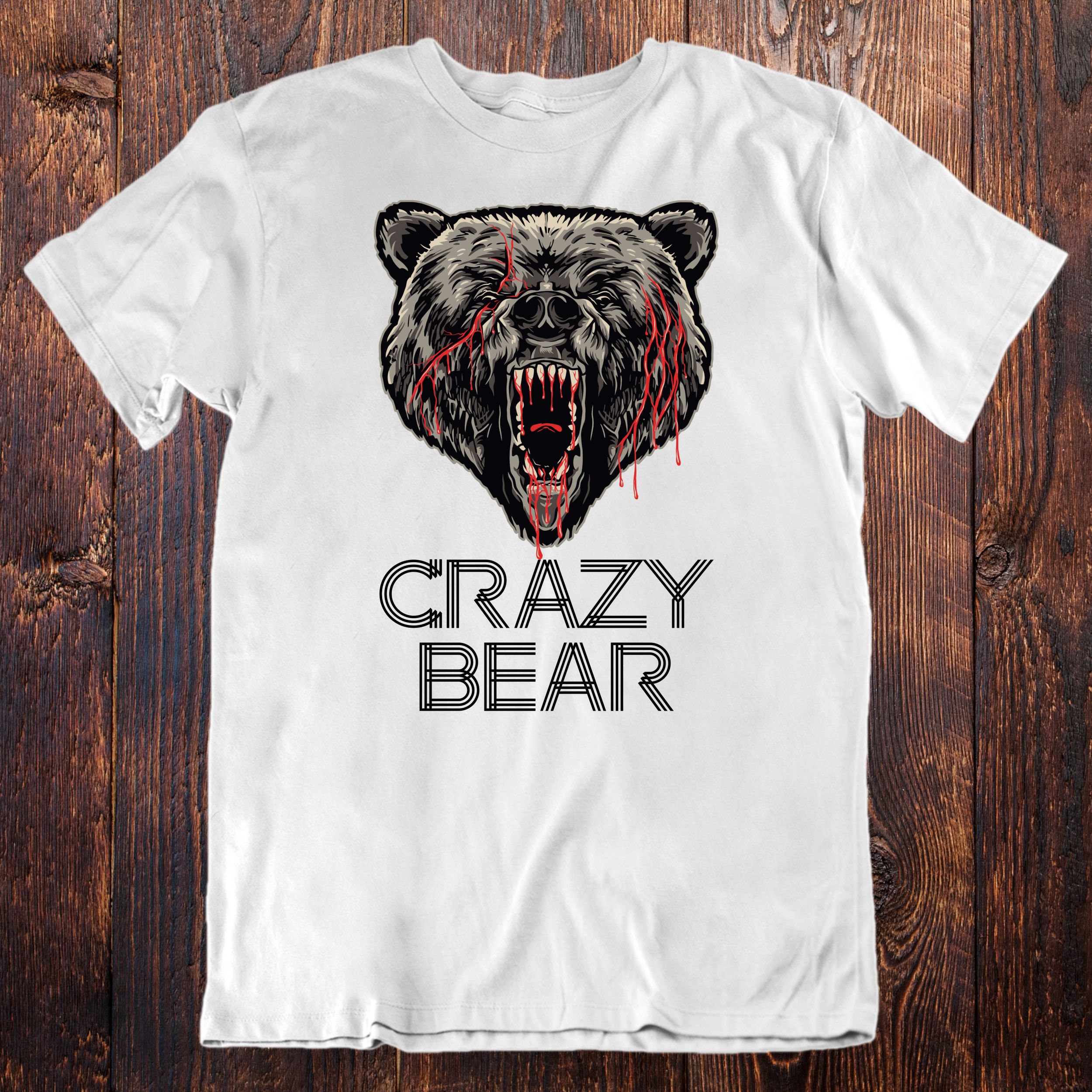 Crazy Bear Shirt Grizzly Bear T-shirt Gift Bloody Bears