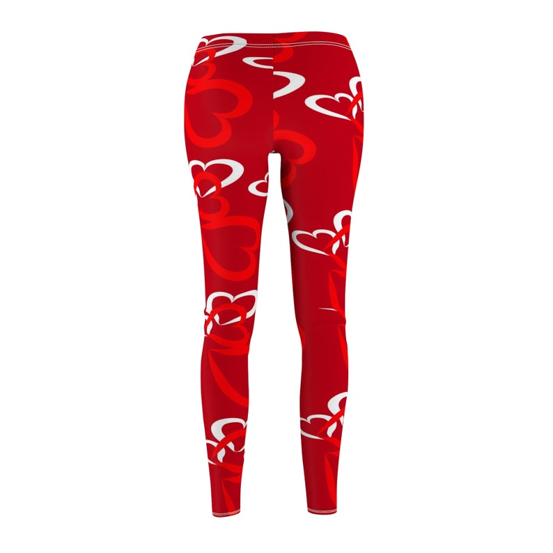 Love Hearts Leggings Red Yoga Leggings Gym Workout Printed Yoga Pants Boho Artwear Custom Print Women/'s Leggings