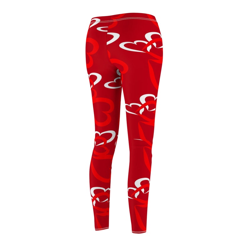 Love Hearts Leggings Red Yoga Leggings Gym Workout Printed Yoga Pants Boho Artwear Custom Print Women/'s Leggings
