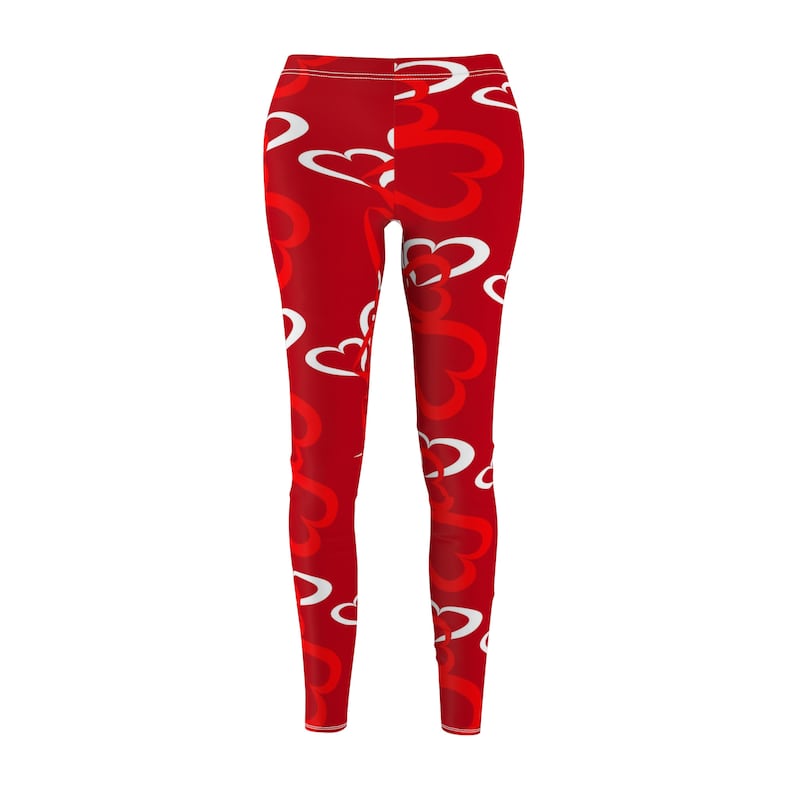 Love Hearts Leggings Red Yoga Leggings Gym Workout Printed Yoga Pants Boho Artwear Custom Print Women/'s Leggings