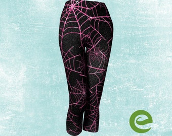 Eco Friendly Yoga Capris Halloween Spider Web Black Printed High Waisted  or Classic Yoga Pants Squat Proof Capris Women Workout Gym Pants