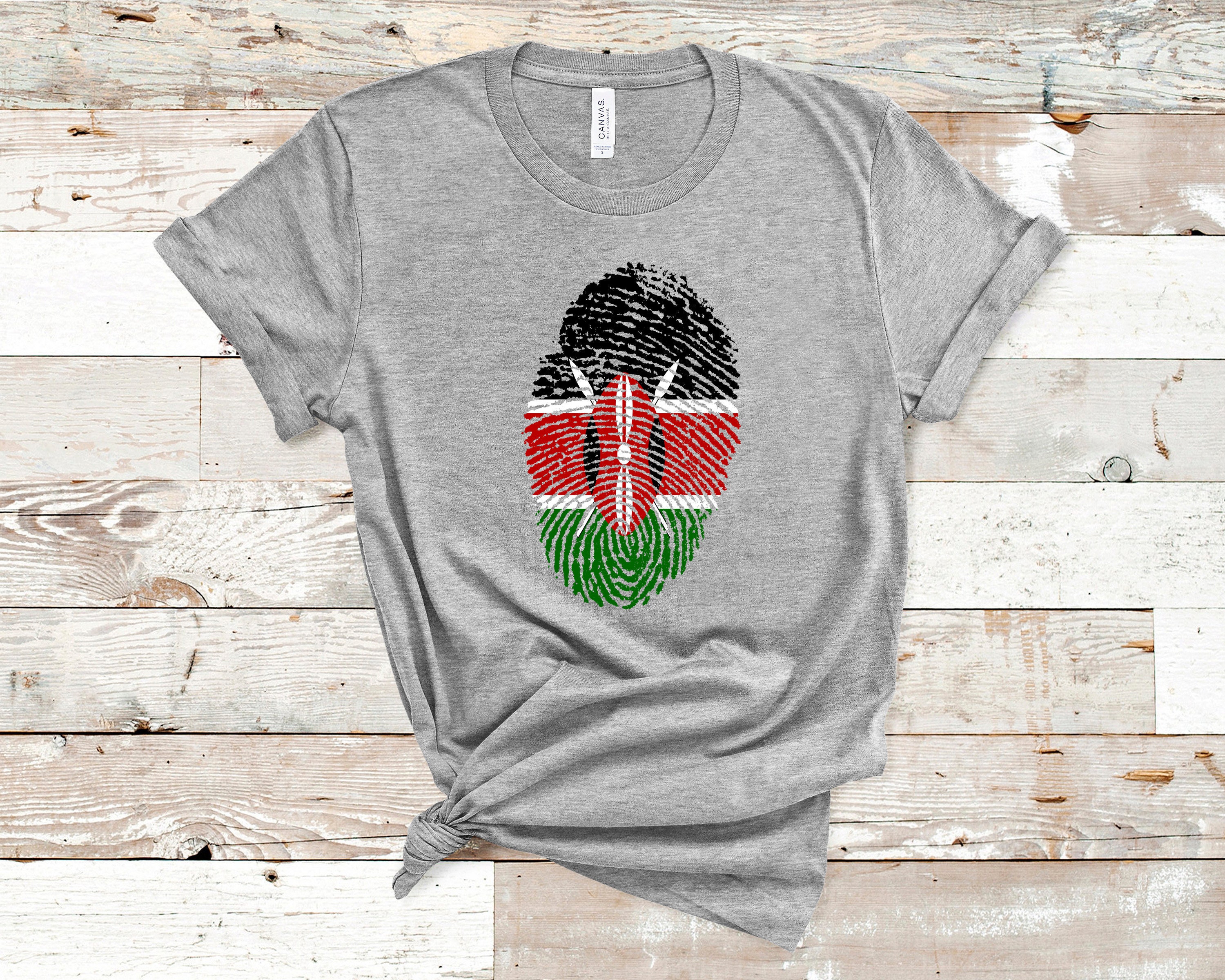 Kenya Shirt Kenyan Flag Fingerprint Tshirt Vintage Retro Etsy