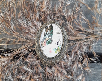 Butterfly Brooch Pin | Bronze Oval Brooch | Colorful Butterfly Brooch | Unique Butterfly Pins | Brooches For Women