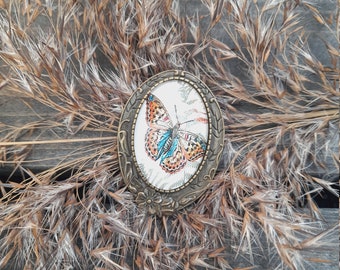 Blue Butterfly Brooch | Painted by Nature | Vintage Nature Pin | Woodland Jewelry | Handmade in Finland
