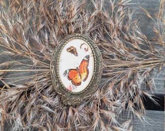Butterfly Brooch Pin | Bronze Oval Brooch | Colorful Butterfly Brooch | Unique Butterfly Pins | Brooches For Women
