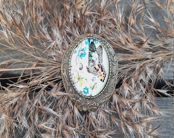 Blue Butterfly Brooch | Where Wildflowers Bloom | Vintage Nature Pin | Cottagecore Gift | Handmade in Finland