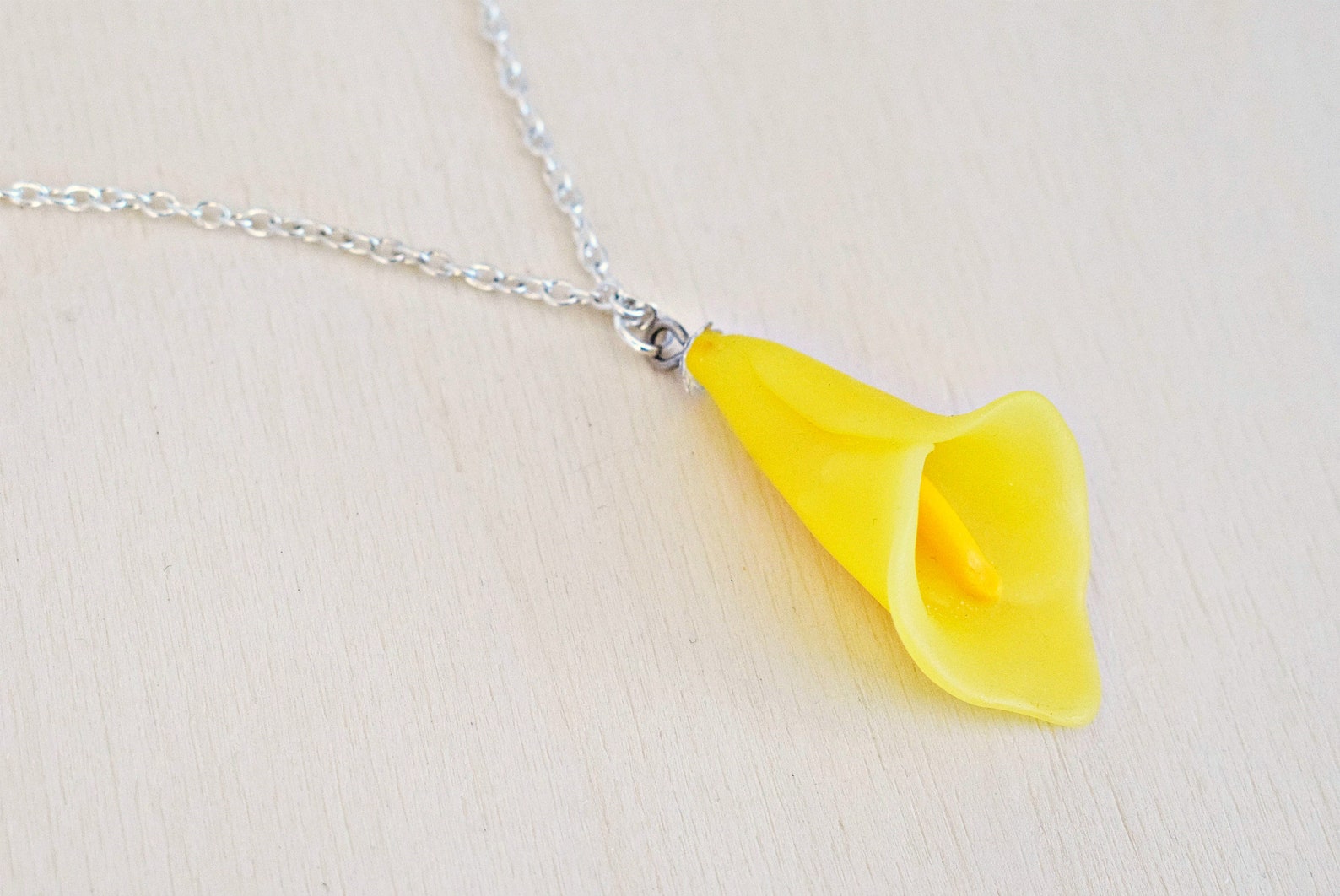 Light Yellow Lily Necklace Calla Lily Necklace Polymer Etsy