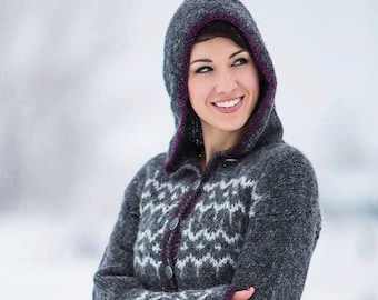 Strickjacke, gestrickt aus reiner neuer isländischer Wolle