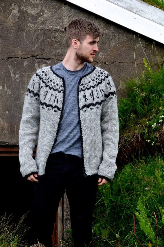 Handknitted sweater with rune pattern