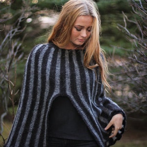 Handknitted poncho from icelandic wool image 1