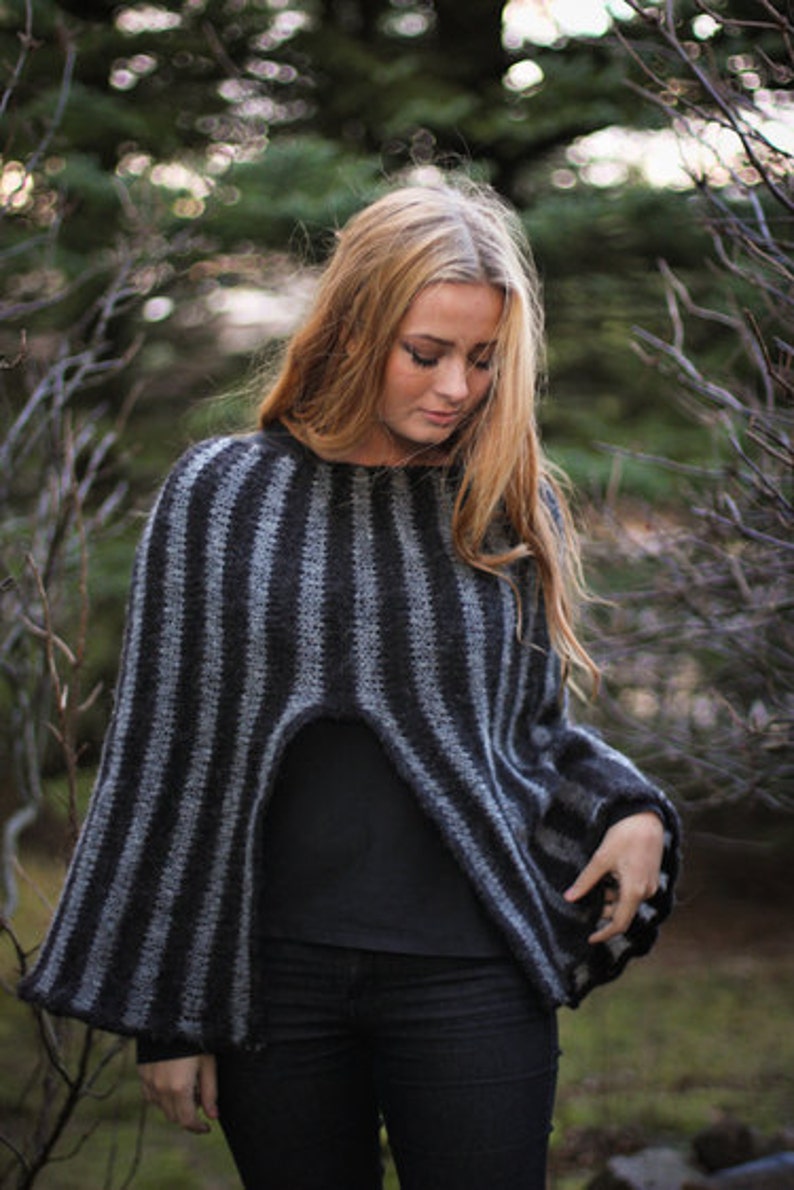 Handknitted poncho from icelandic wool image 1
