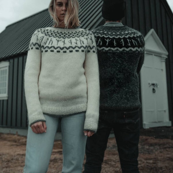 Icelandic sweater with rune pattern