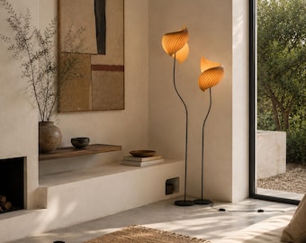 Japandi Floor Lamp Living Room Sculptural For Sofa Corner - US PREPAID TARIFFS - Maple Leaf Wood Standing Light - Tall Floor Lamp - Flamingo