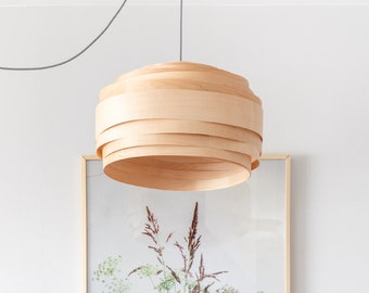 Wood Veneer Chandelier, Coastal Pendant Lighting, Light Fixtures High Ceiling, Danish Modern Lamp Shade, Kitchen Island Lamp, Light cloud