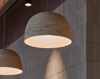 Wabi Sabi Pendelleuchte Furnier Möbel und Beleuchtung - Japandi Kronleuchter Beleuchtung für Küche und Esszimmer - Holz Leuchte - Schüssel