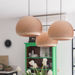 Japandi Light Fixtures, Wabi Sabi Pendant Light, Wood Chandelier, Scandinavian Lighting, Drum Hanging Lamp, Dining Room Ceiling Lamp, Wind