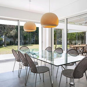 Bent Wood Veneer Pendant Lighting by StudioVayehi - Organic Modern Ceiling Lamp Kitchen-And-Dining - Japandi Chandelier For Staircase - Wind