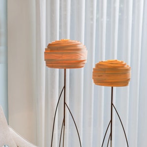 Wood Floor Lamp in Wabi Sabi Style - Standing Veneer Living Room Lamp Best Home-Decor - Geometric Floor Lamp For Sofa Corner - Roza